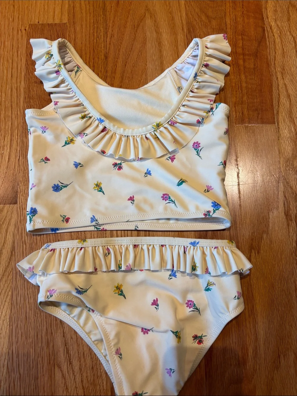 GAP Kids Cream Floral Ruffle Two-Piece Swim Set